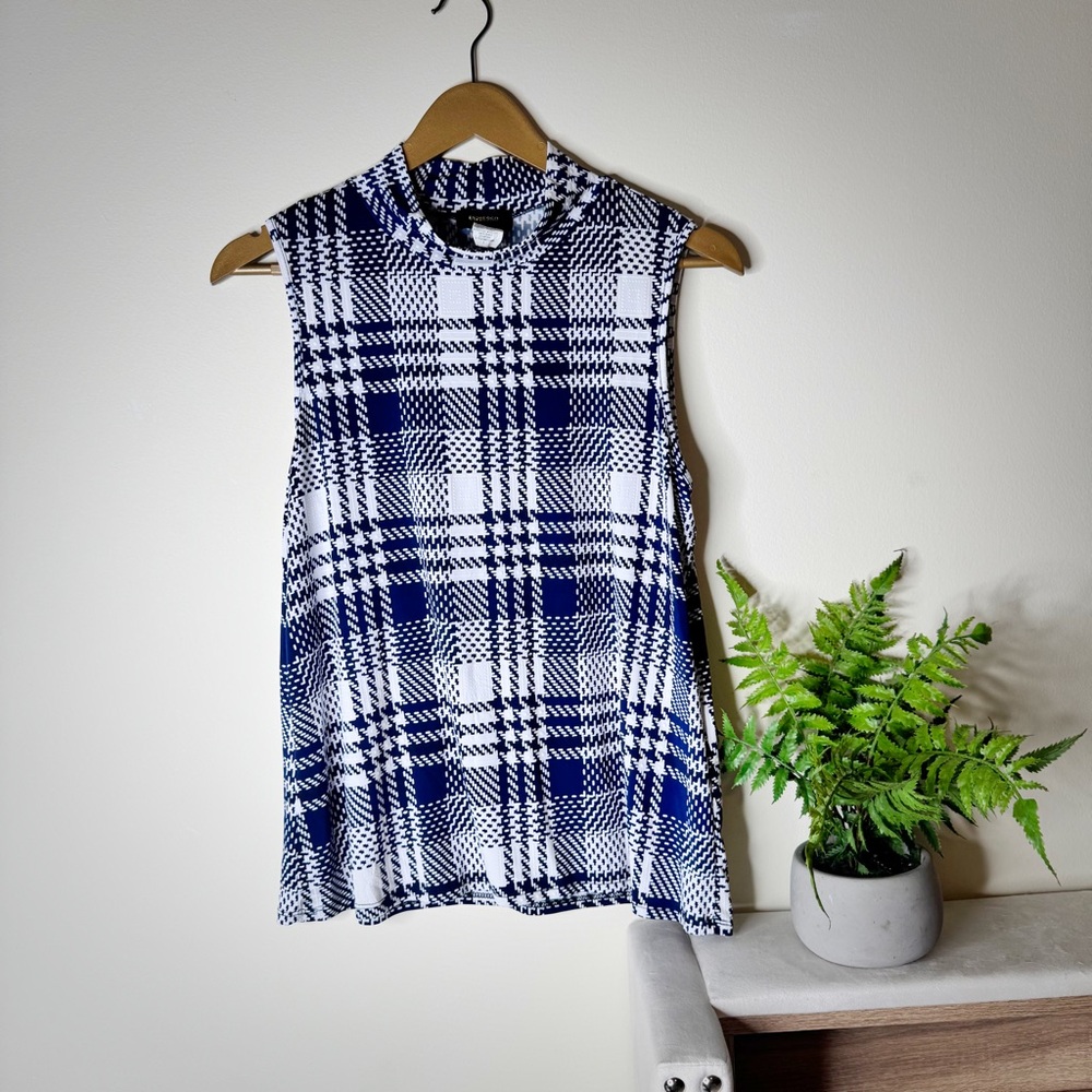 ESPRESSO Navy & White Sleeveless Blouse – Size L